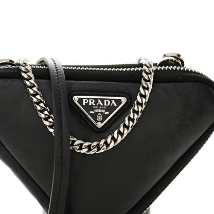 Prada Nappa Soft Padded Mini Triangle Crossbody Pouch Black 8 of 11
