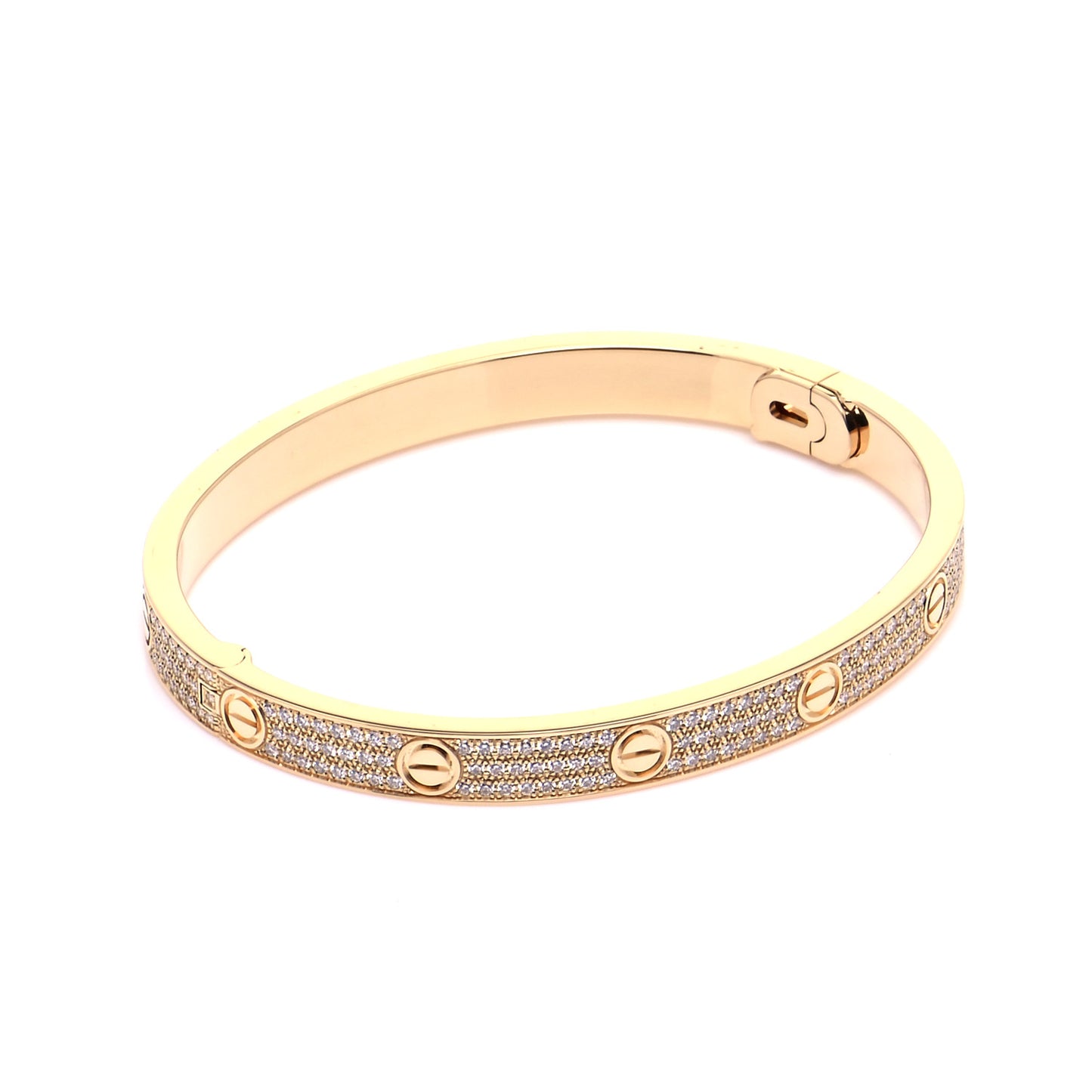 18K Yellow Gold Diamond LOVE Paved Bracelet 20