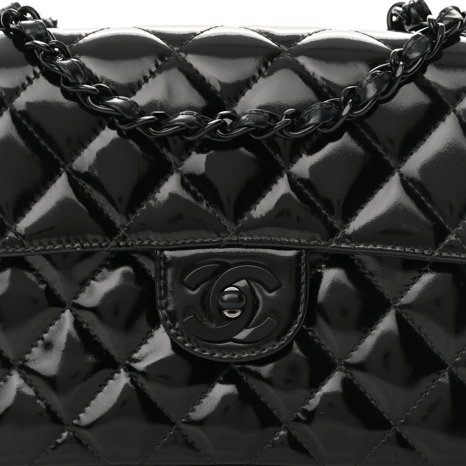 Chanel Patent Calfskin Quilted Mini Square Flap So Black 9 of 18
