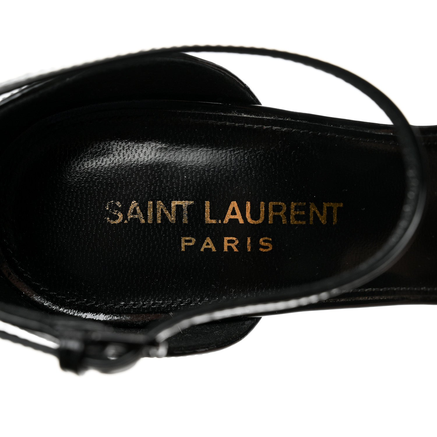 Saint Laurent Patent Calfskin Opyum 110 Sandals 37.5 Black Gold 7 of 9