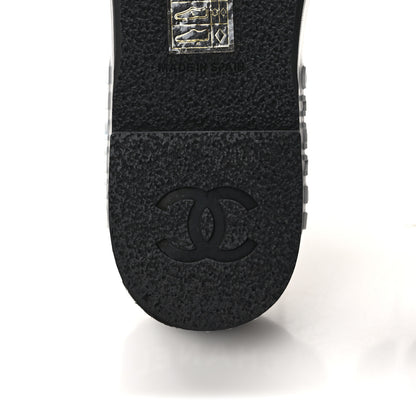 Chanel Lambskin Quilted CC Espadrille Slip On Sandals 37 Black 6 of 10