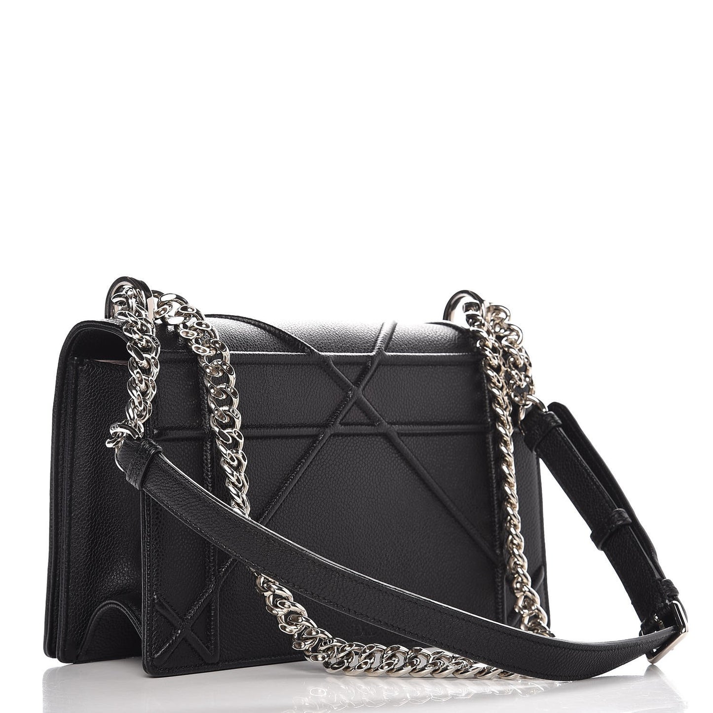 Grained Calfskin Medium Diorama Flap Bag Black