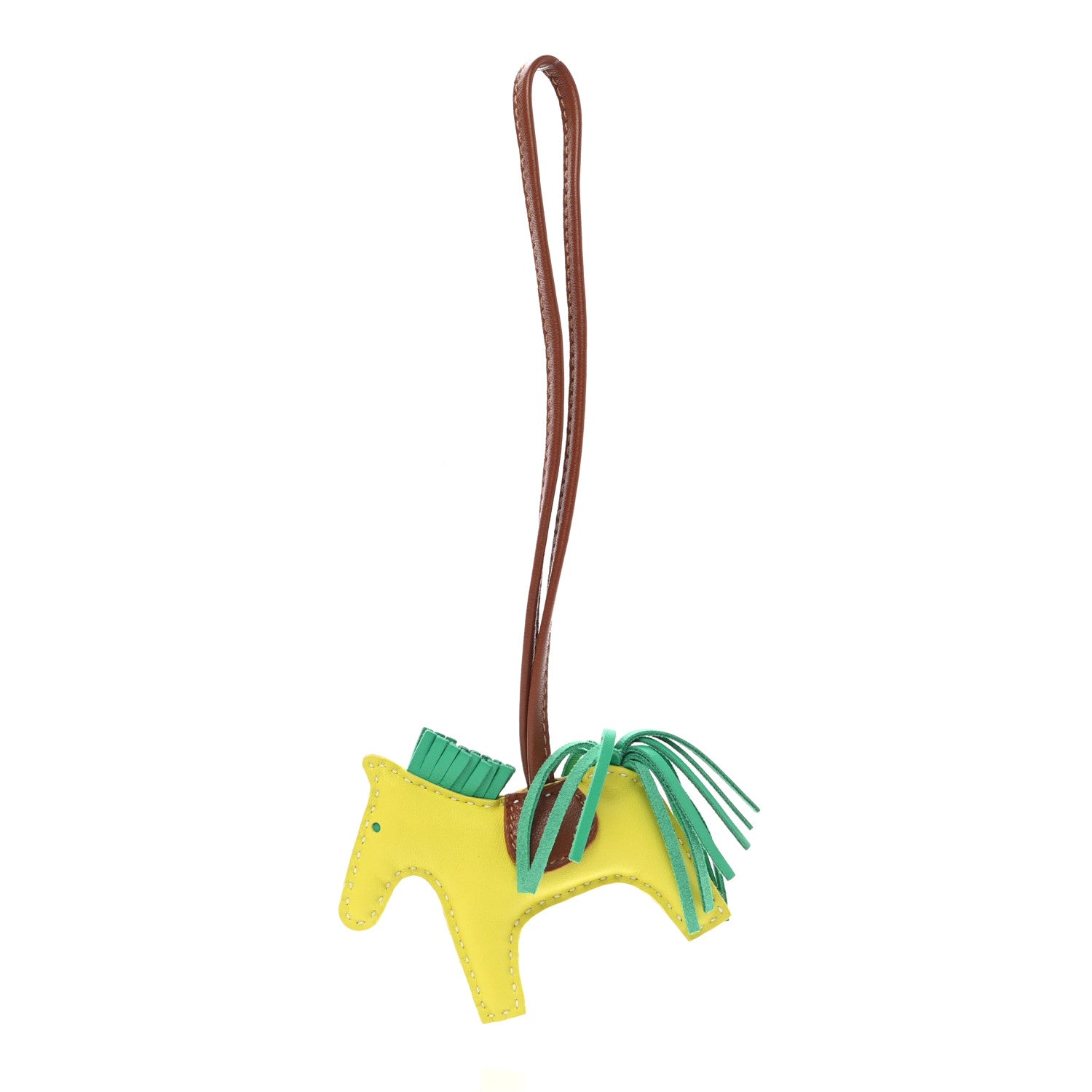 Hermes Milo Lambskin Grigri Rodeo Horse Bag Charm PM Lime Menthe Fauve 1 of 4