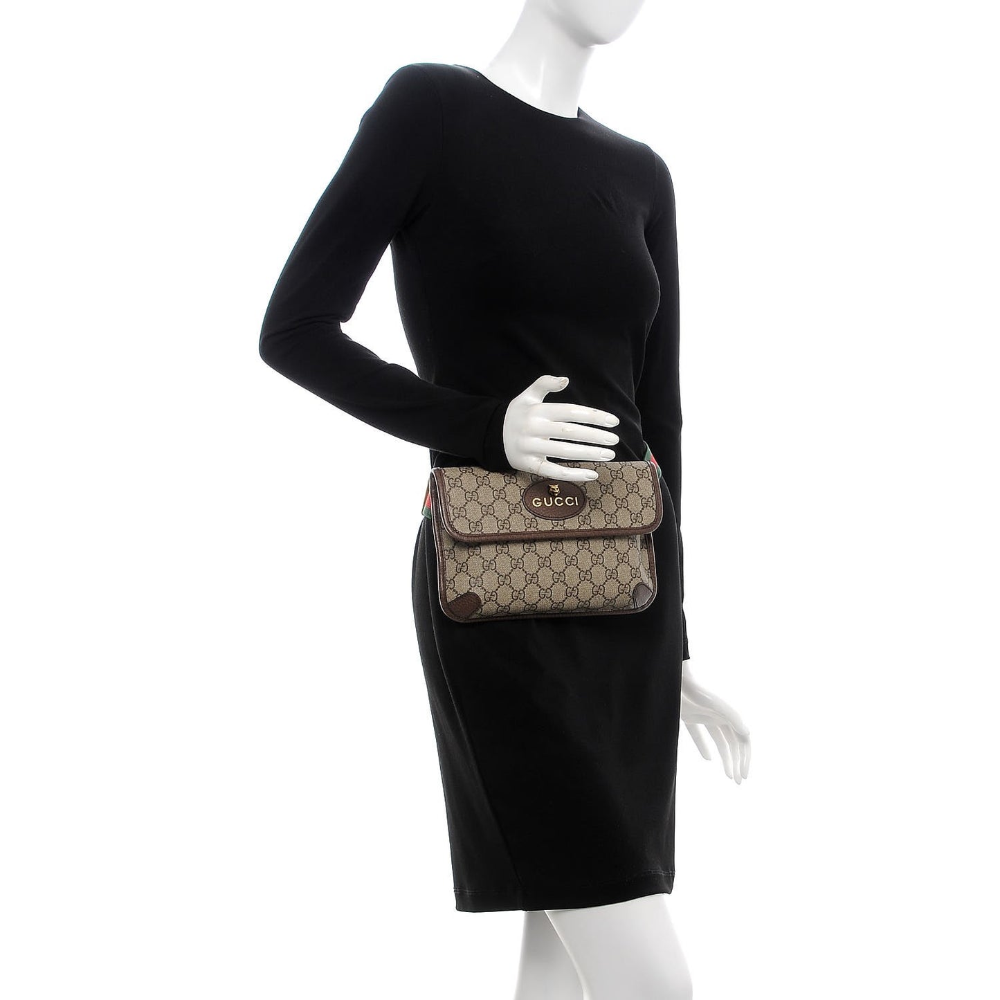 GG Supreme Monogram Neo Vintage Web Belt Bag Brown