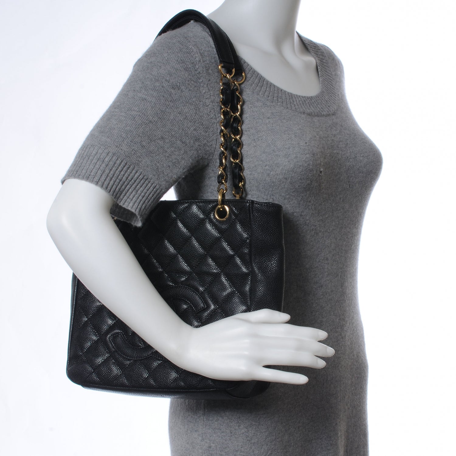 Chanel Caviar Petit Shopping Tote PST Black 2 of 7