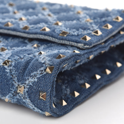 Valentino Garavani Denim Rockstud Spike Wallet on Chain Blue 7 of 10