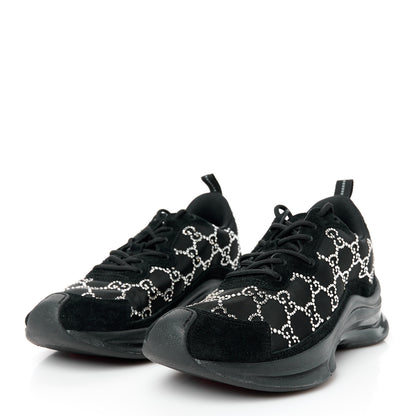 Gucci Tela Retino Mesh Crystal Suede GG Monogram Womens Gucci Run Sneakers 39 Black Silver 3 of 11