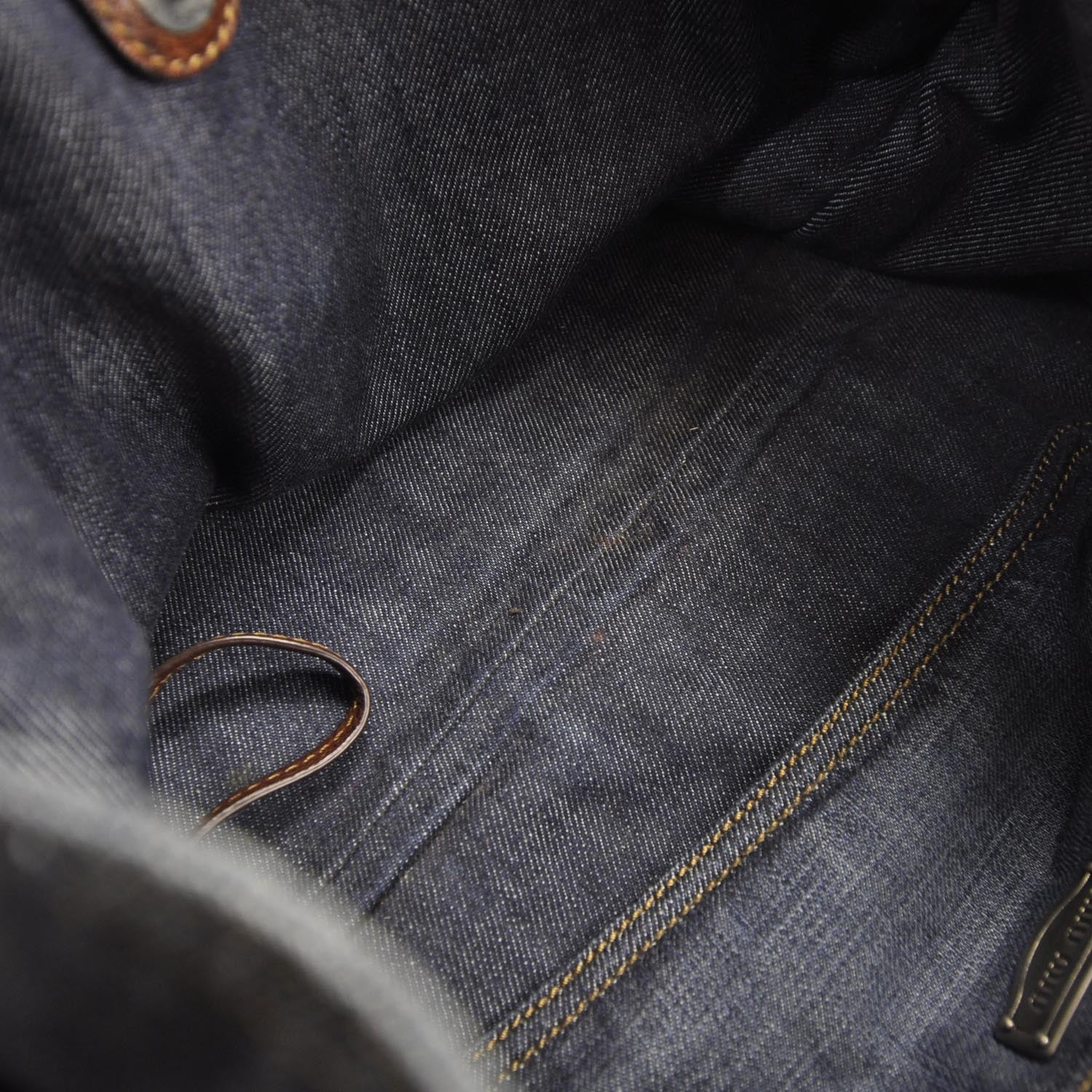 Miu Miu Denim and Leather Satchel 7 of 9