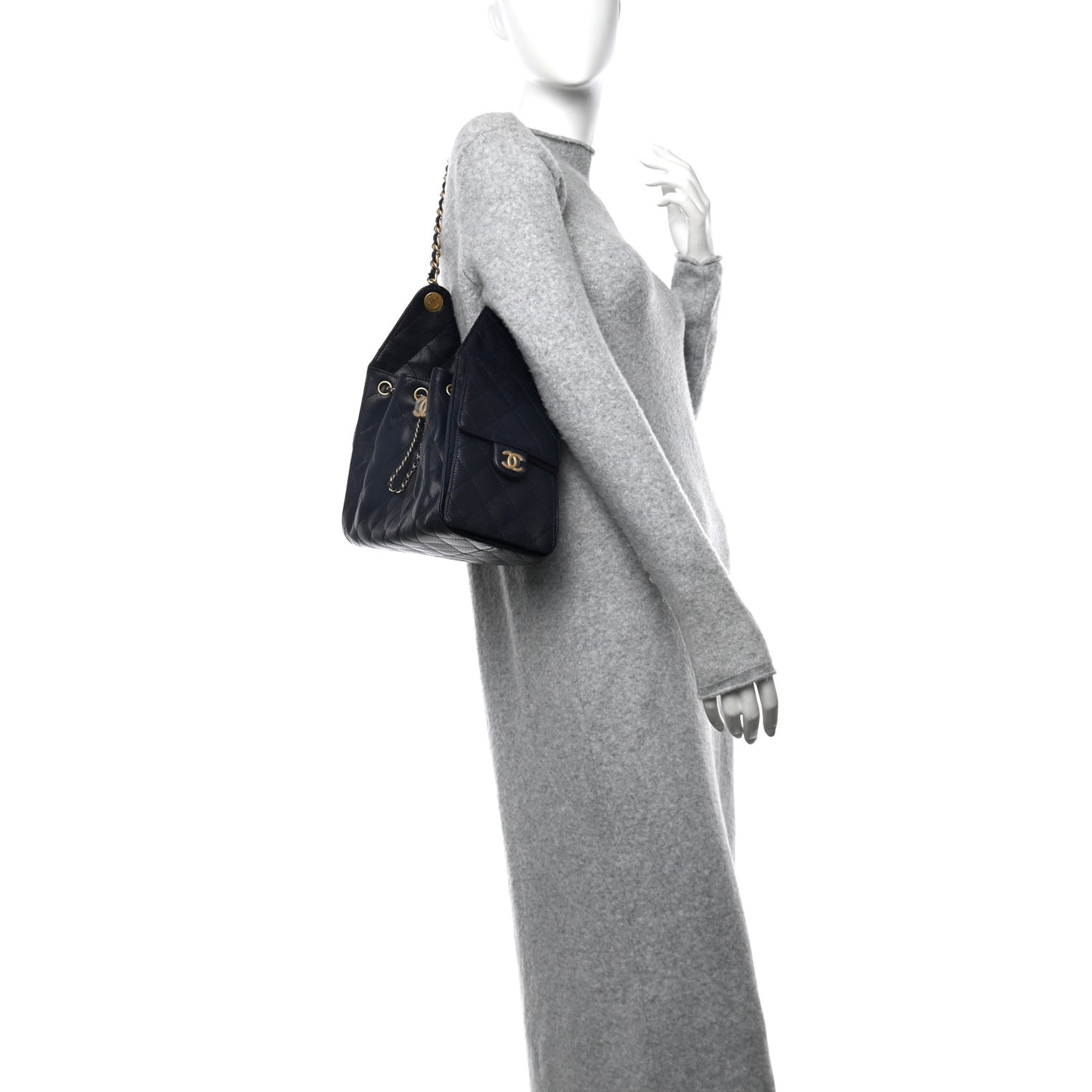 Caviar Quilted Small Chanel 25 Handbag Dark Navy