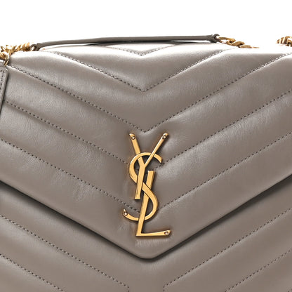 Saint Laurent Calfskin Y Quilted Monogram Medium Loulou Chain Satchel Greyish Brown 8 of 10