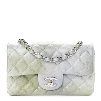 Chanel Metallic Goatskin Quilted Ombre Mini Rectangular Flap Grey Green 1 of 9