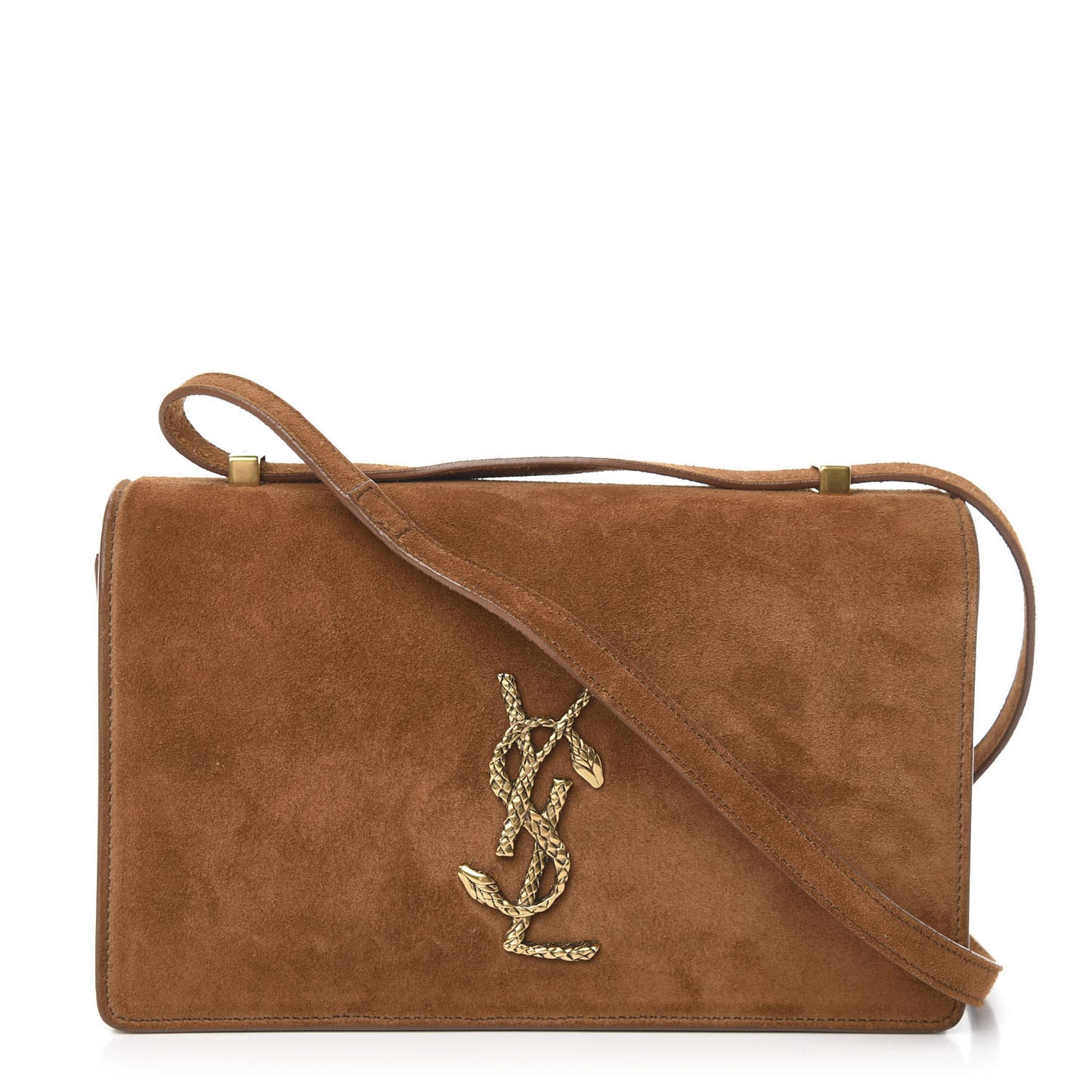 Suede Small Dylan Snake Monogram Satchel Fox