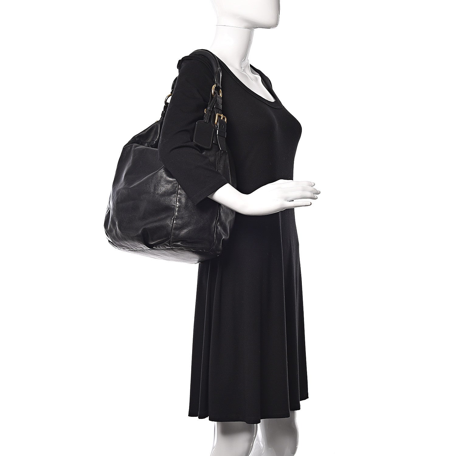 Prada Soft Calfskin Hobo Black 2 of 11
