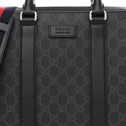 Gucci GG Supreme Monogram Appia Calfskin Web Briefcase Black 8 of 10