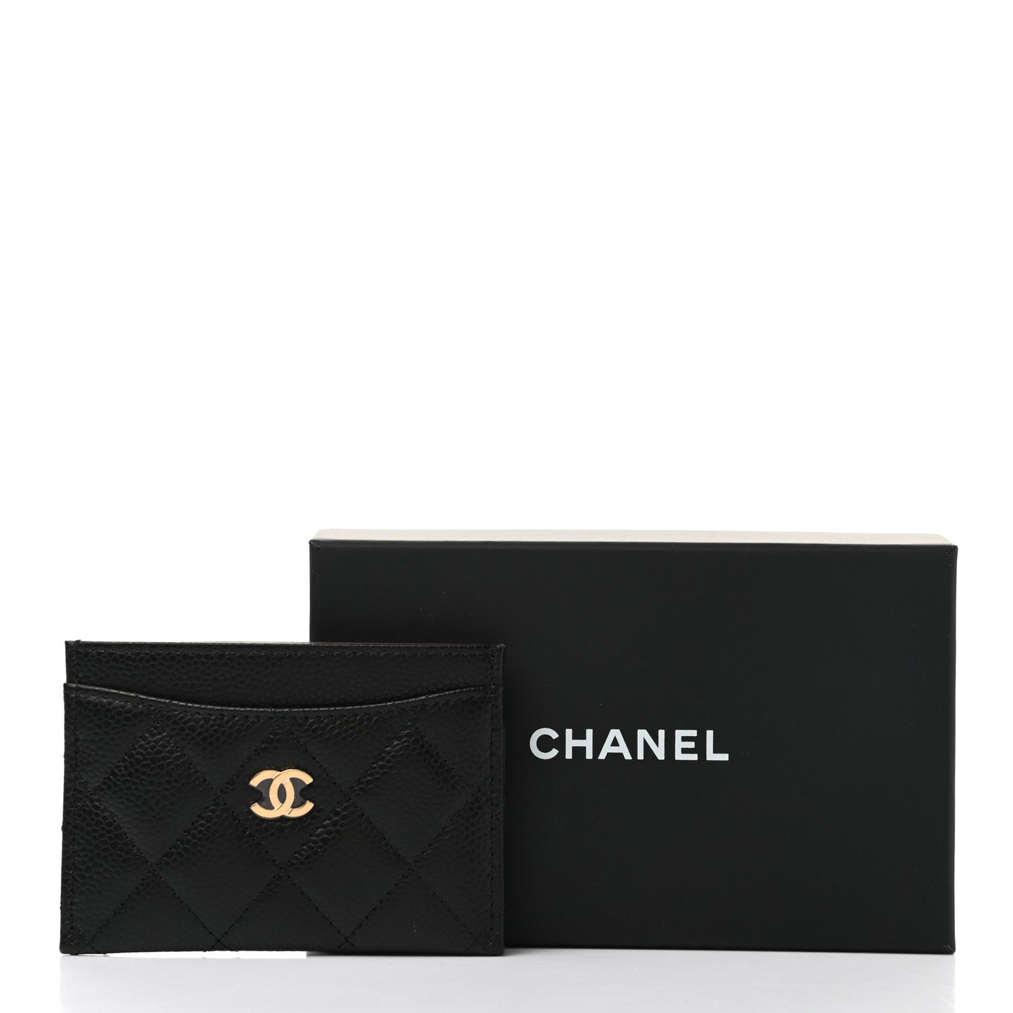 Caviar Quilted Card Holder Black