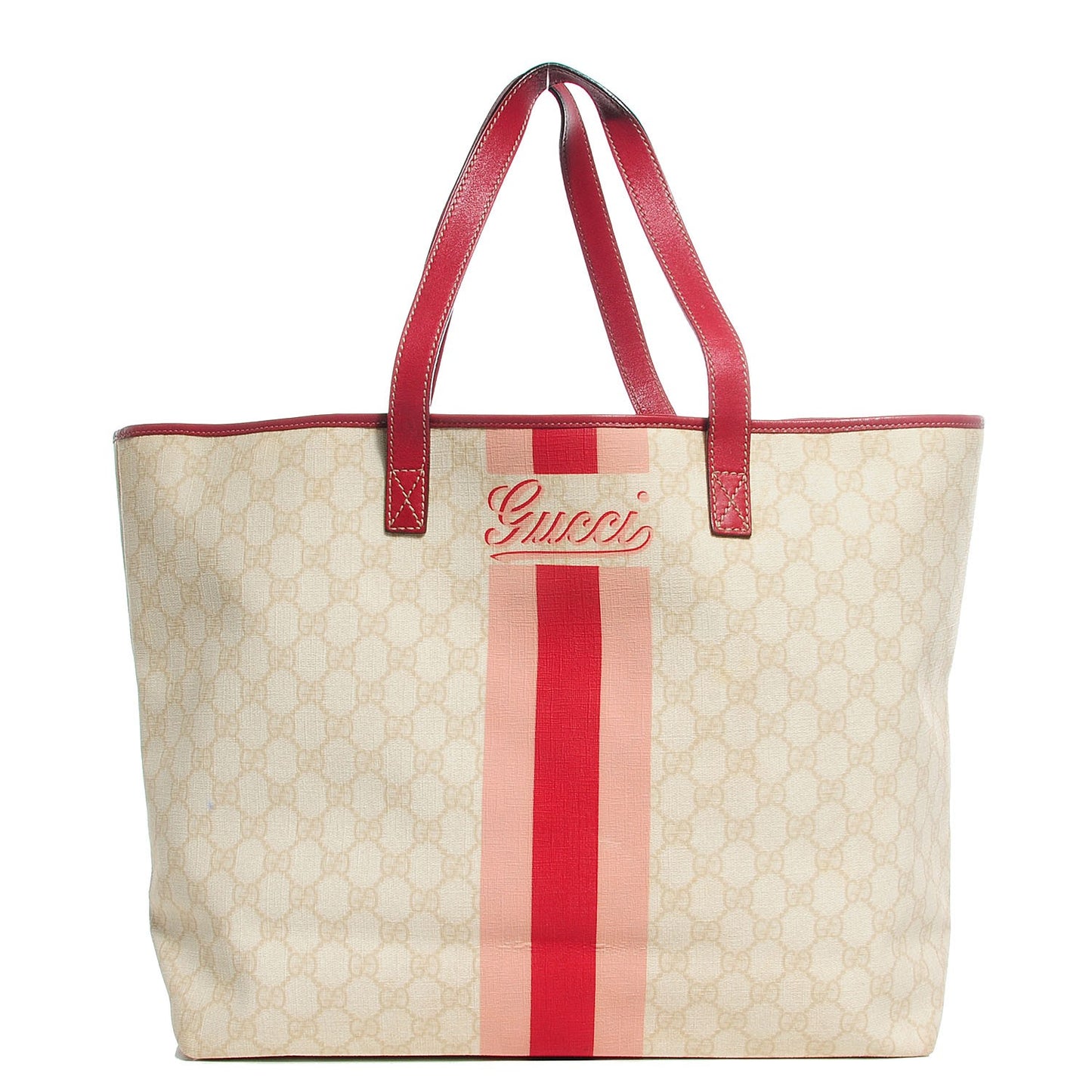 GG Plus Monogram Web Stripe Large Joy Tote Red