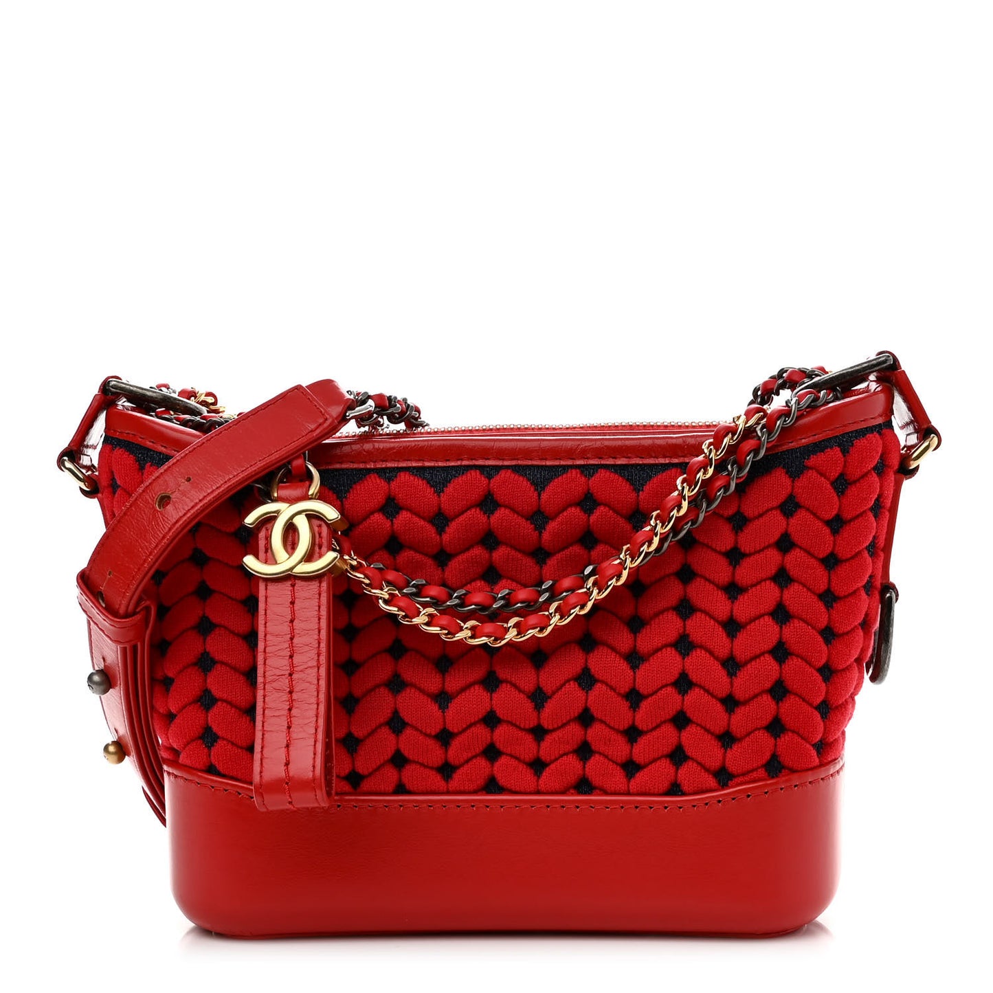Wool Calfskin Small Gabrielle Hobo Red