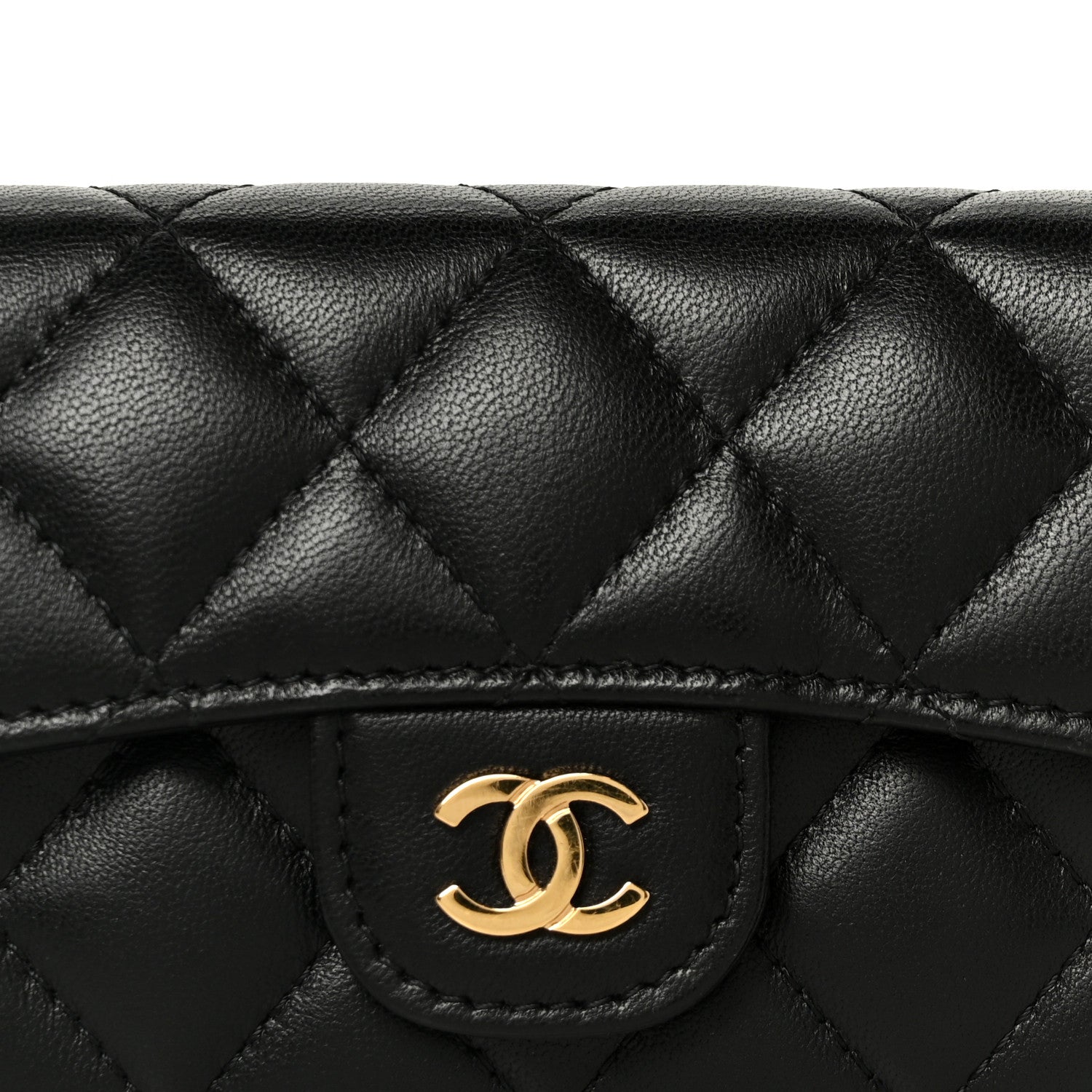 Chanel Lambskin Quilted Flap Card Holder Wallet Black 9 of 10