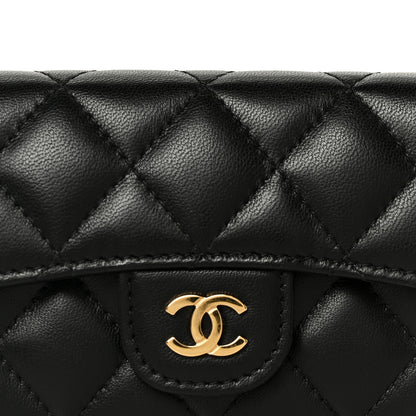 Chanel Lambskin Quilted Flap Card Holder Wallet Black 9 of 10