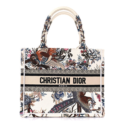Christian Dior Canvas Embroidered Small Jardin D'Hiver Book Tote Latte Multicolor 1 of 9