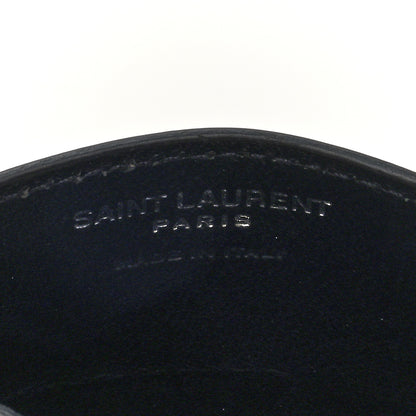 Saint Laurent Metallic Grain De Poudre Matelasse Chevron Monogram Credit Card Case Argento 6 of 7