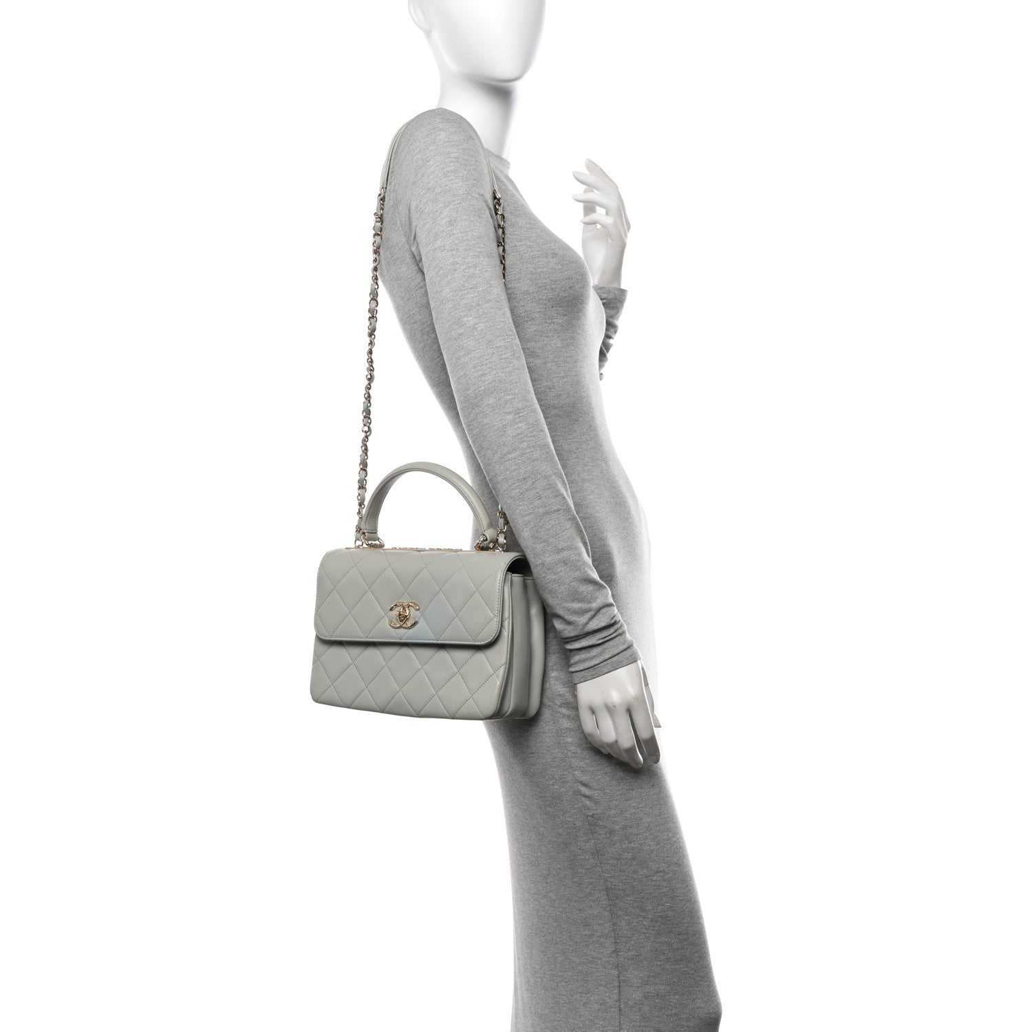 Chanel Lambskin Quilted Small Trendy Chain CC Flap Dual Handle Bag Light Blue 2 of 11