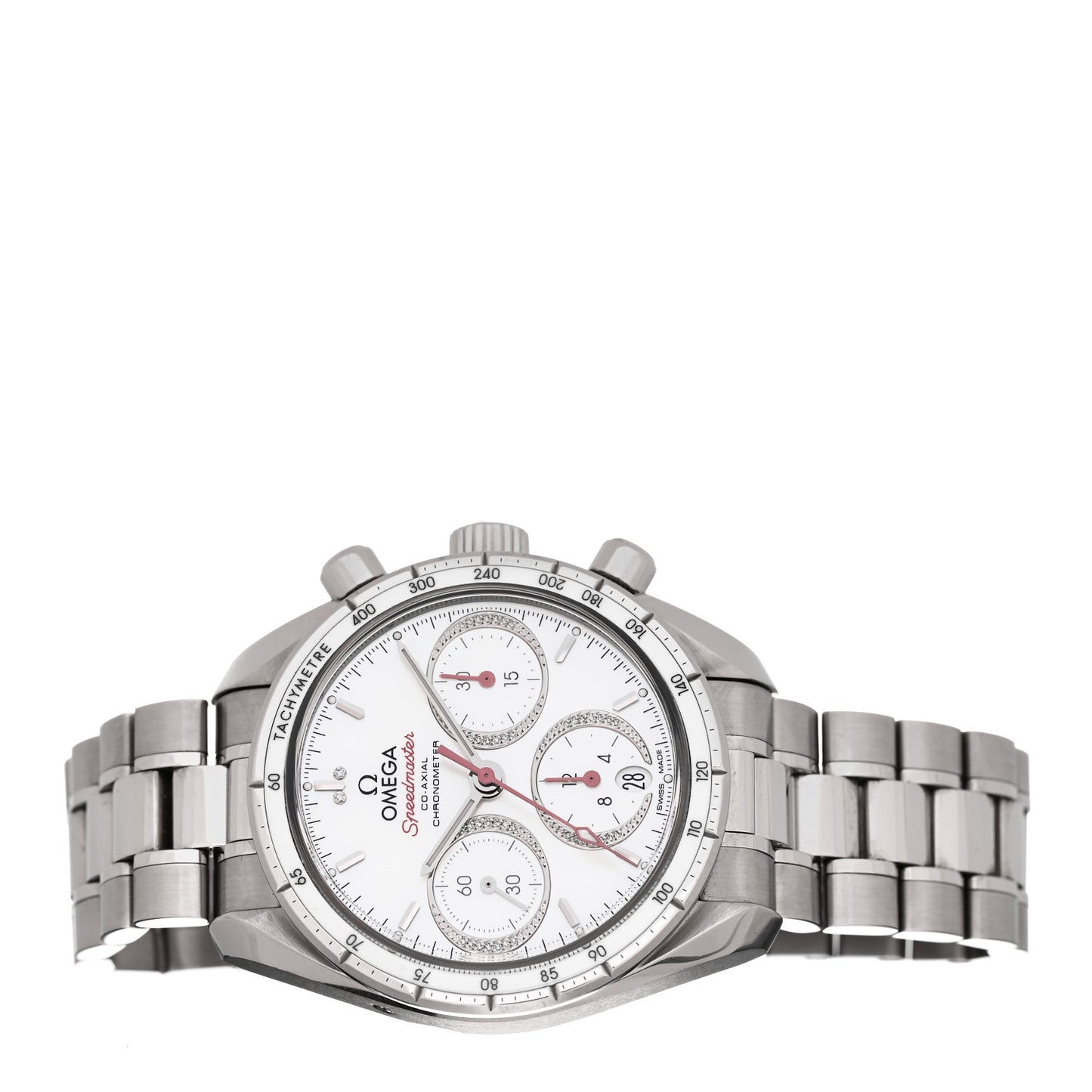 Stainless Steel Diamond Mother of Pearl 38mm Speedmaster Chronograph Automatic Watch 324.38.38.50.55.001