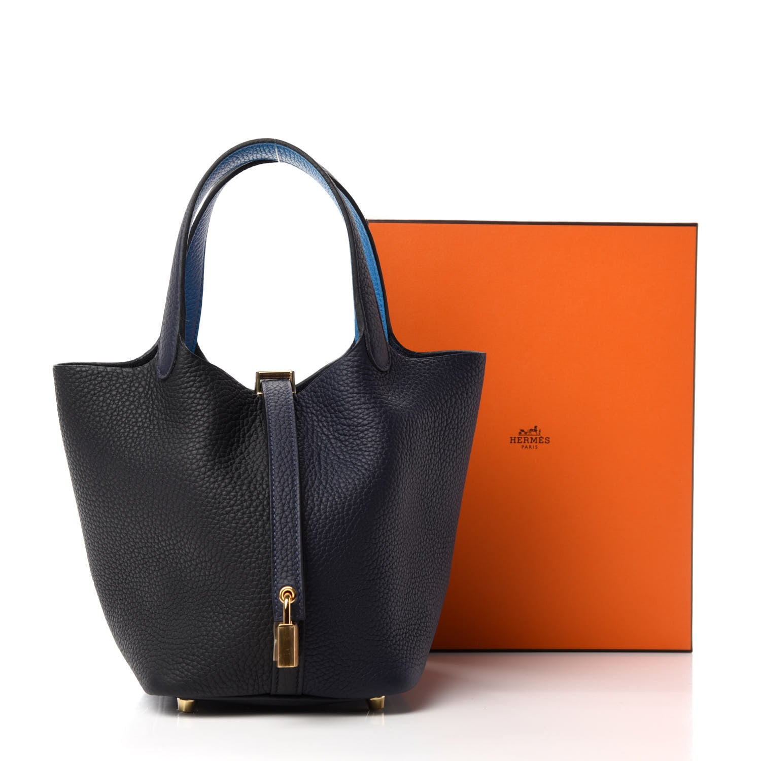 Hermes Taurillon Clemence Casaque Picotin Lock 18 PM Bleu Nuit Black Blue Frida 11 of 11