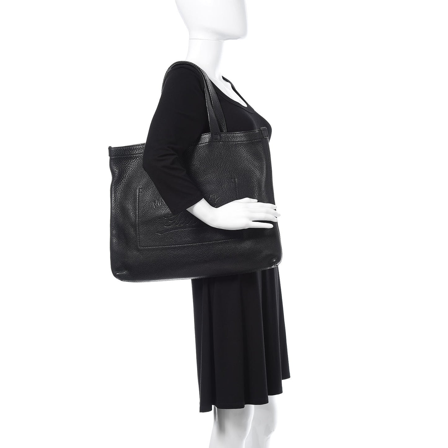 Calfskin Logo Tote Black