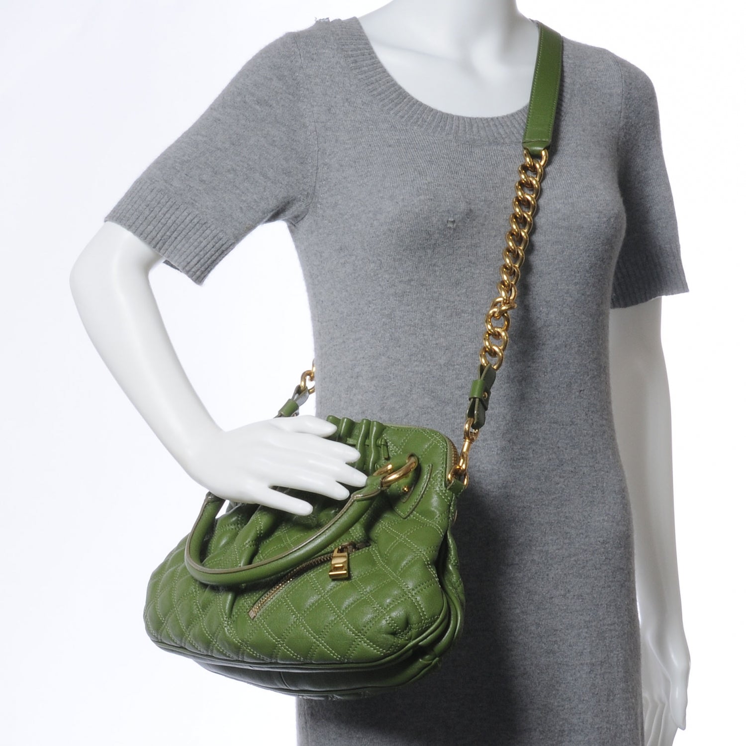 Marc Jacobs Leather Quilted Small Cecilia Olive 2 of 7