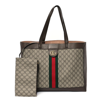 Gucci GG Supreme Monogram Web Ophidia Tote Brown 3 of 12