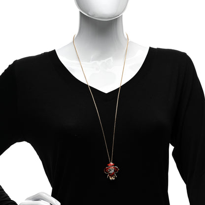 Louis Vuitton 18K Yellow White Gold Lacquer Diamond Spinel Vivienne Red Lion Dance Brooch Necklace 2 of 5