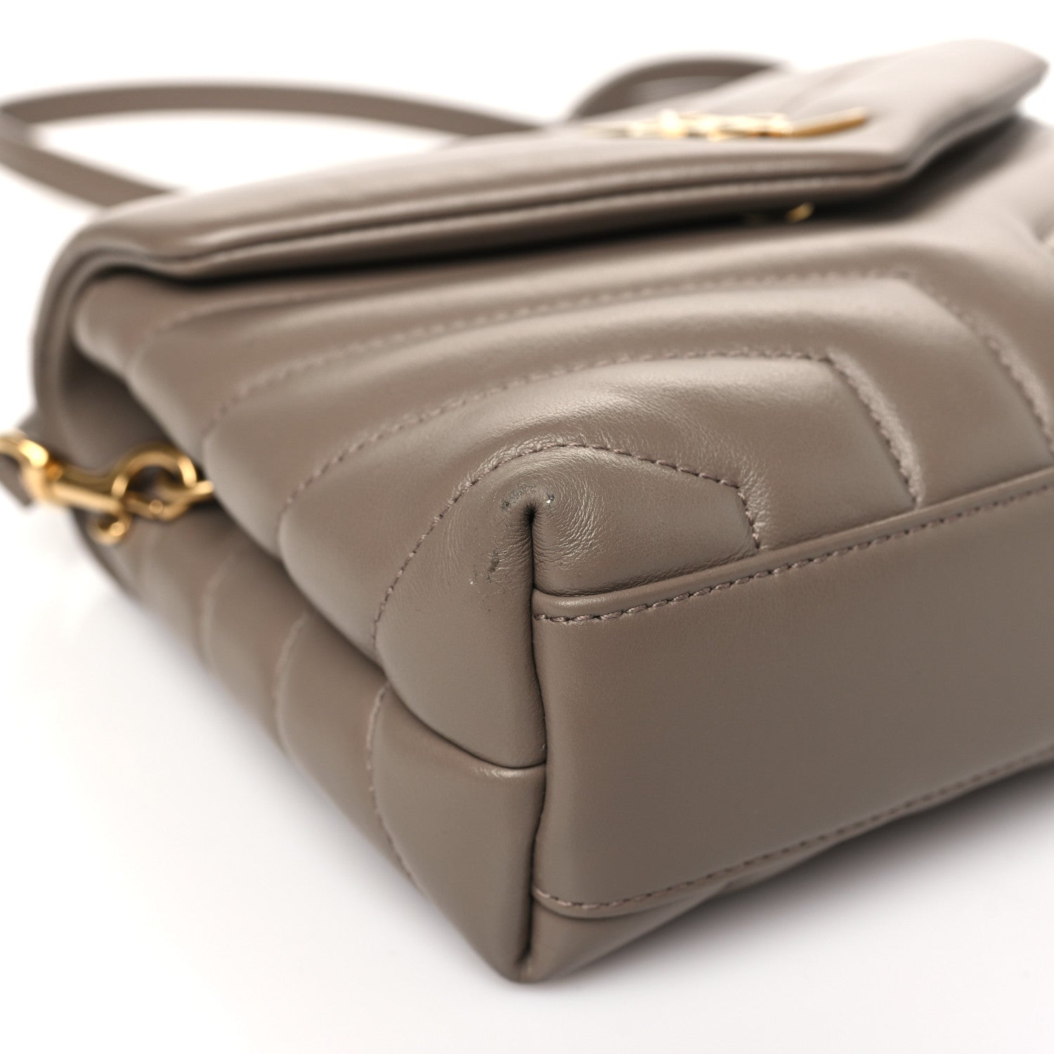 Saint Laurent Calfskin Y Quilted Monogram Toy Loulou Crossbody Bag Greyish Brown 9 of 11