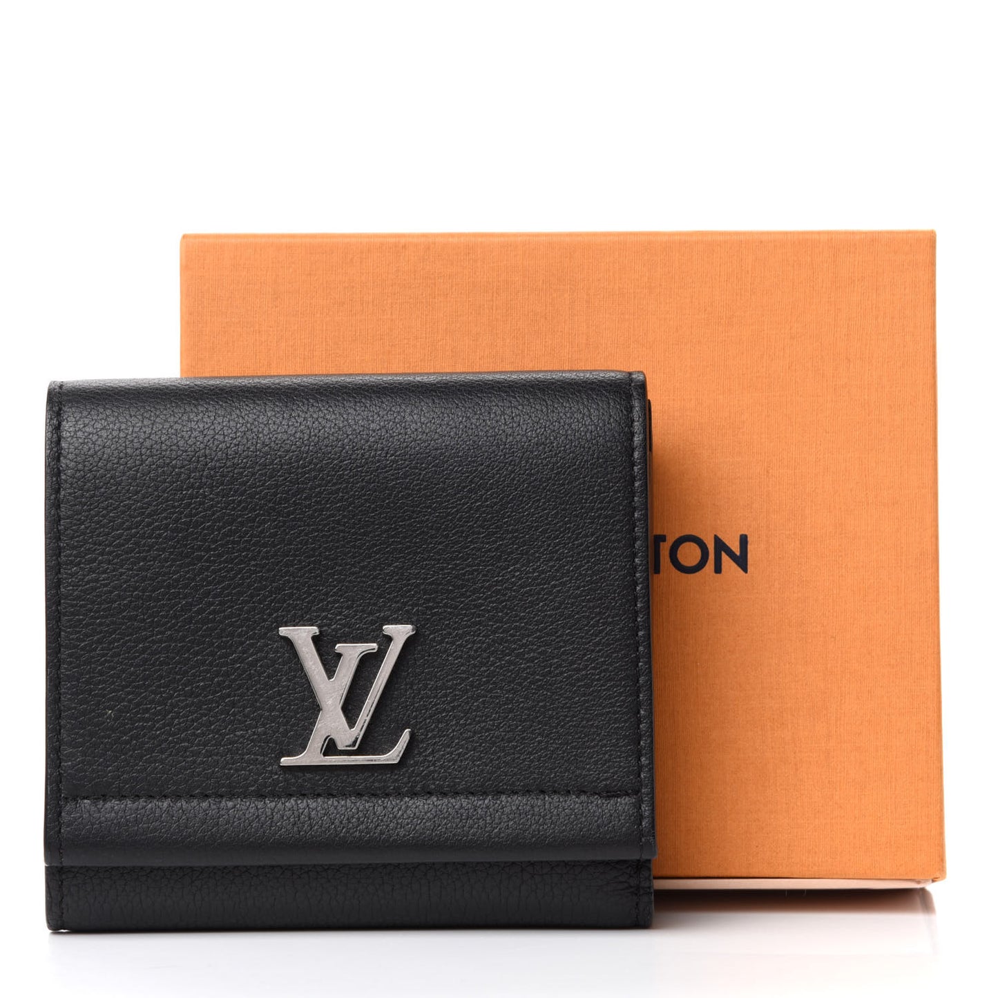 Calfskin LockMe II Compact Wallet Black