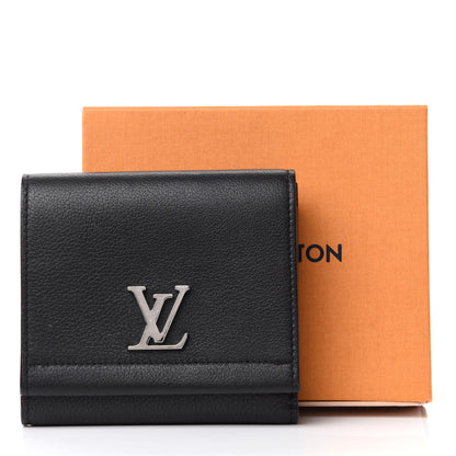 Louis Vuitton Calfskin LockMe II Compact Wallet Black 8 of 8
