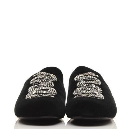 Gucci Velvet Crystal Snake Embroidered Womens Slippers 38 Black 2 of 9