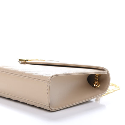 Saint Laurent Grain De Poudre Matelasse Chevron Large Monogram Satchel Nude Powder 8 of 9