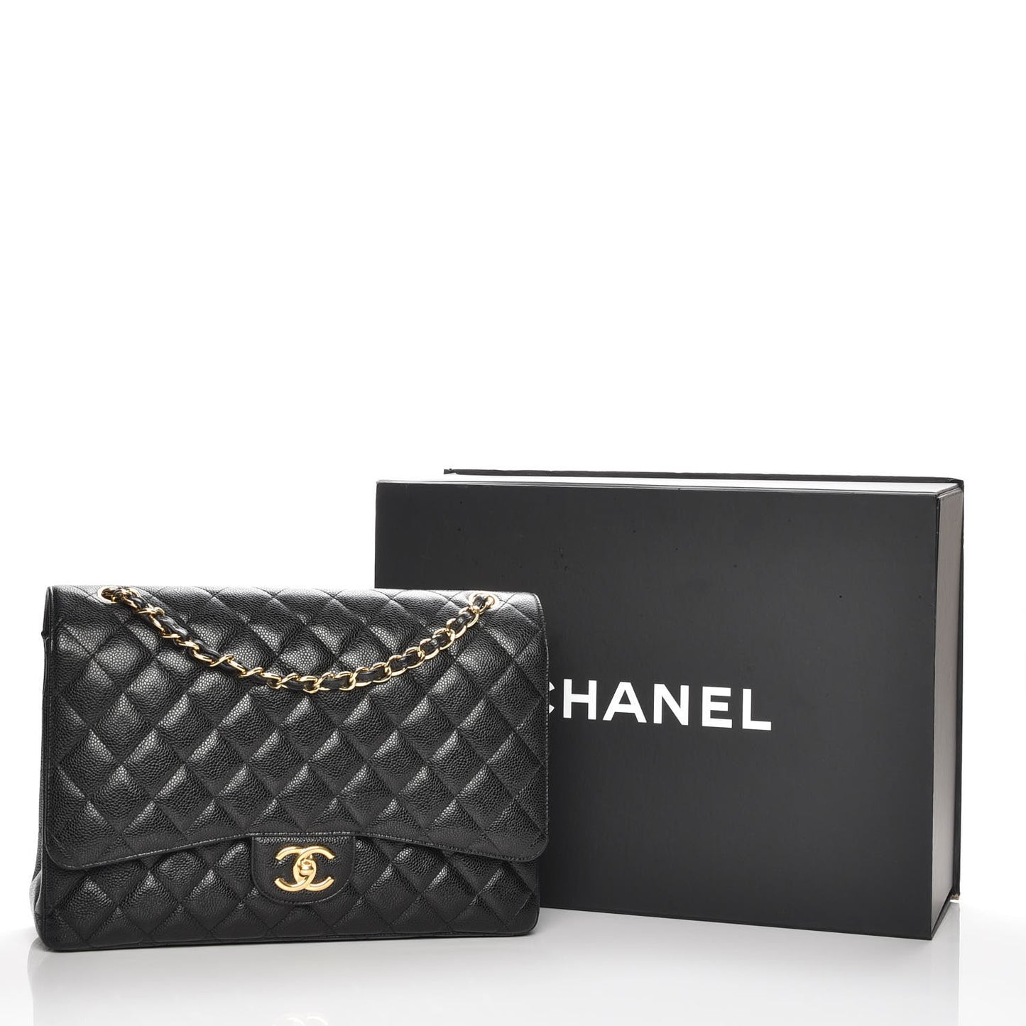 Caviar Quilted Maxi Double Flap Black