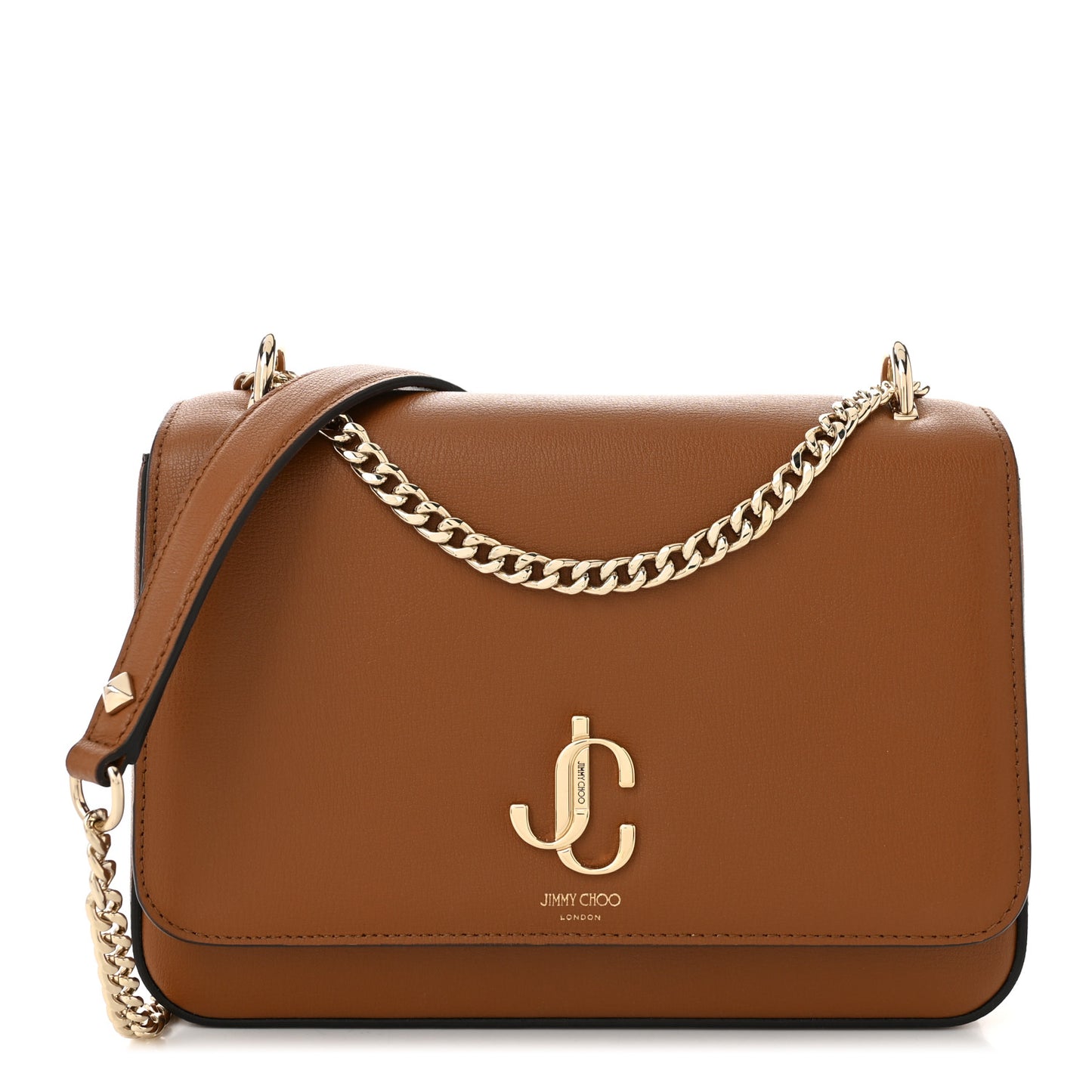 Grainy Calfskin JC Shoulder Bag Tan