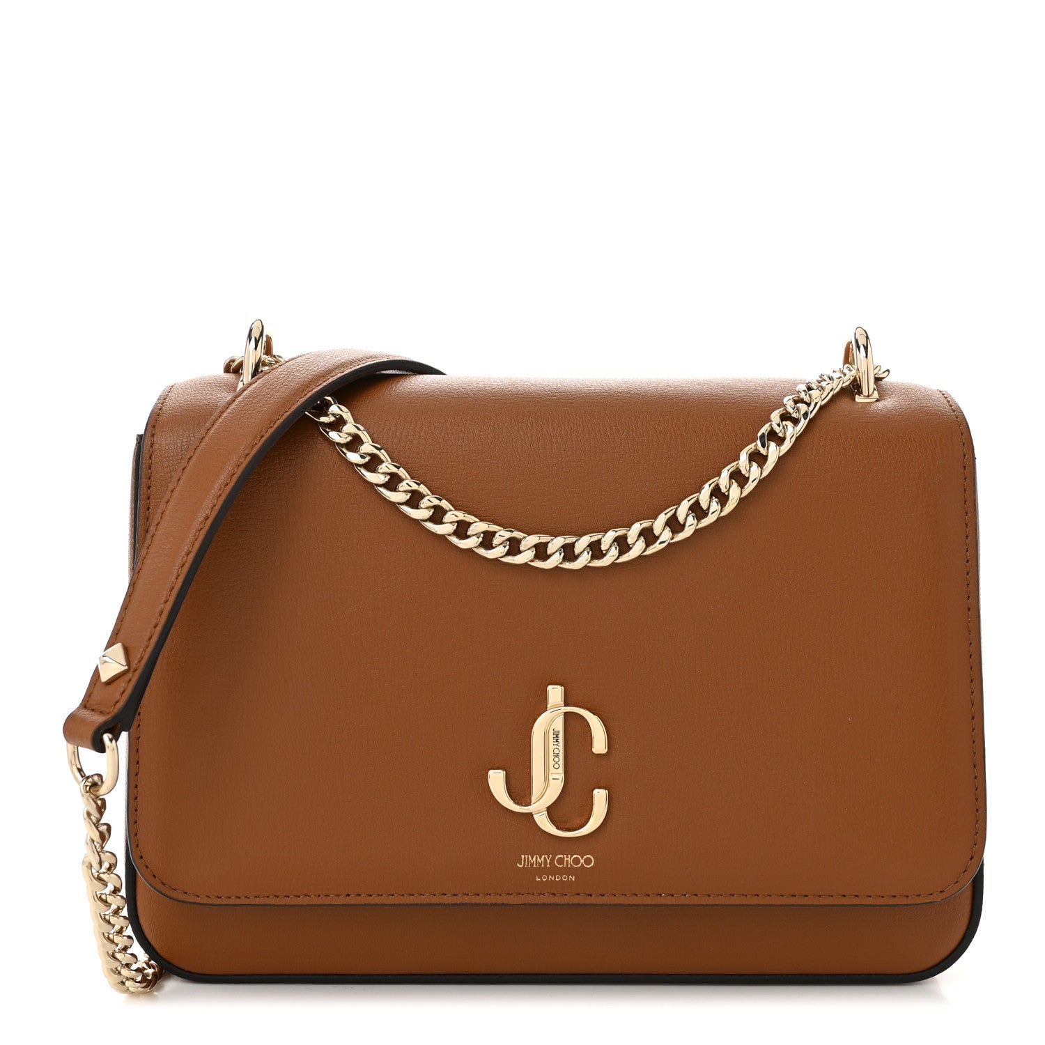 Jimmy Choo Grainy Calfskin JC Shoulder Bag Tan 1 of 9