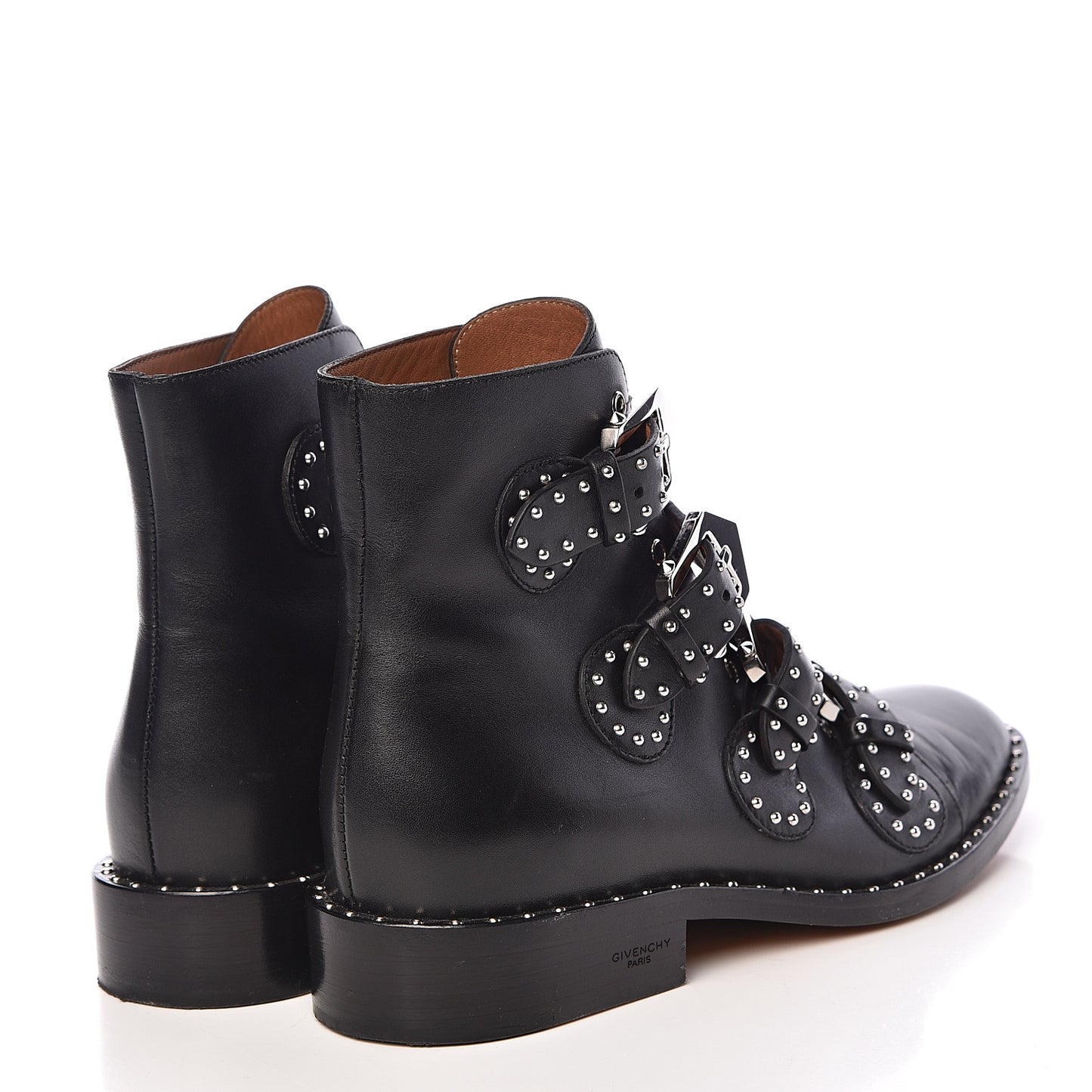 Calfskin Studded Prue Buckle Bootie 38 Black