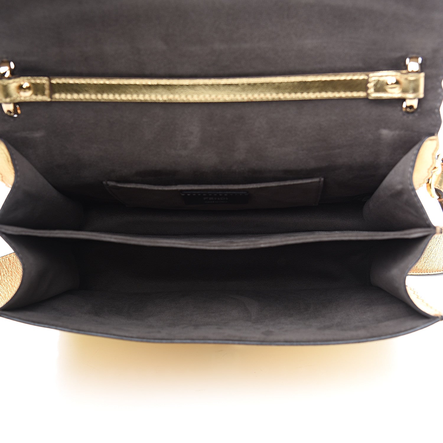 Fendi Metallic Calfskin Wonder Monster Kan I Shoulder Bag Gold 4 of 10