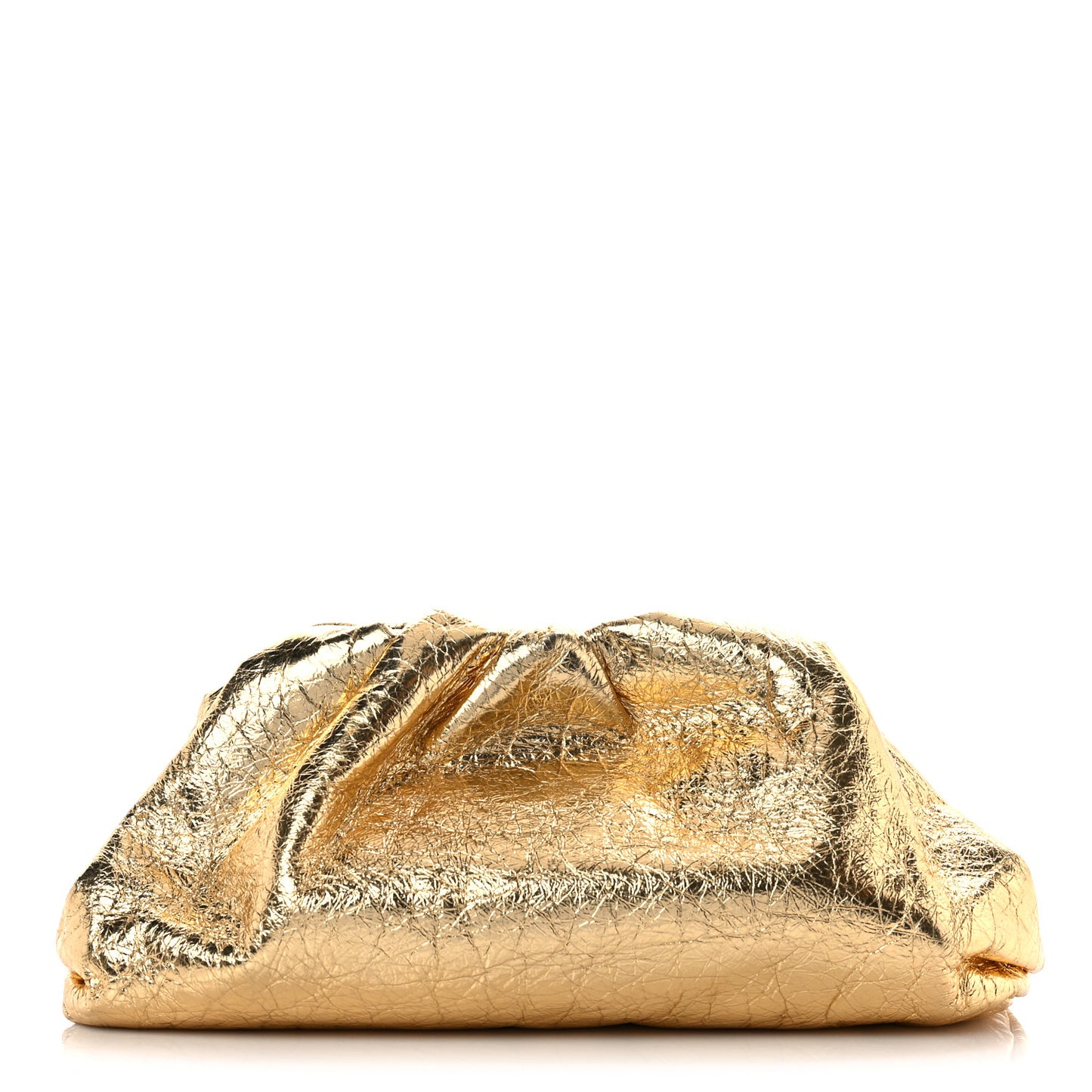 Metallic Crinkled Lambskin The Pouch Oversized Clutch Oro