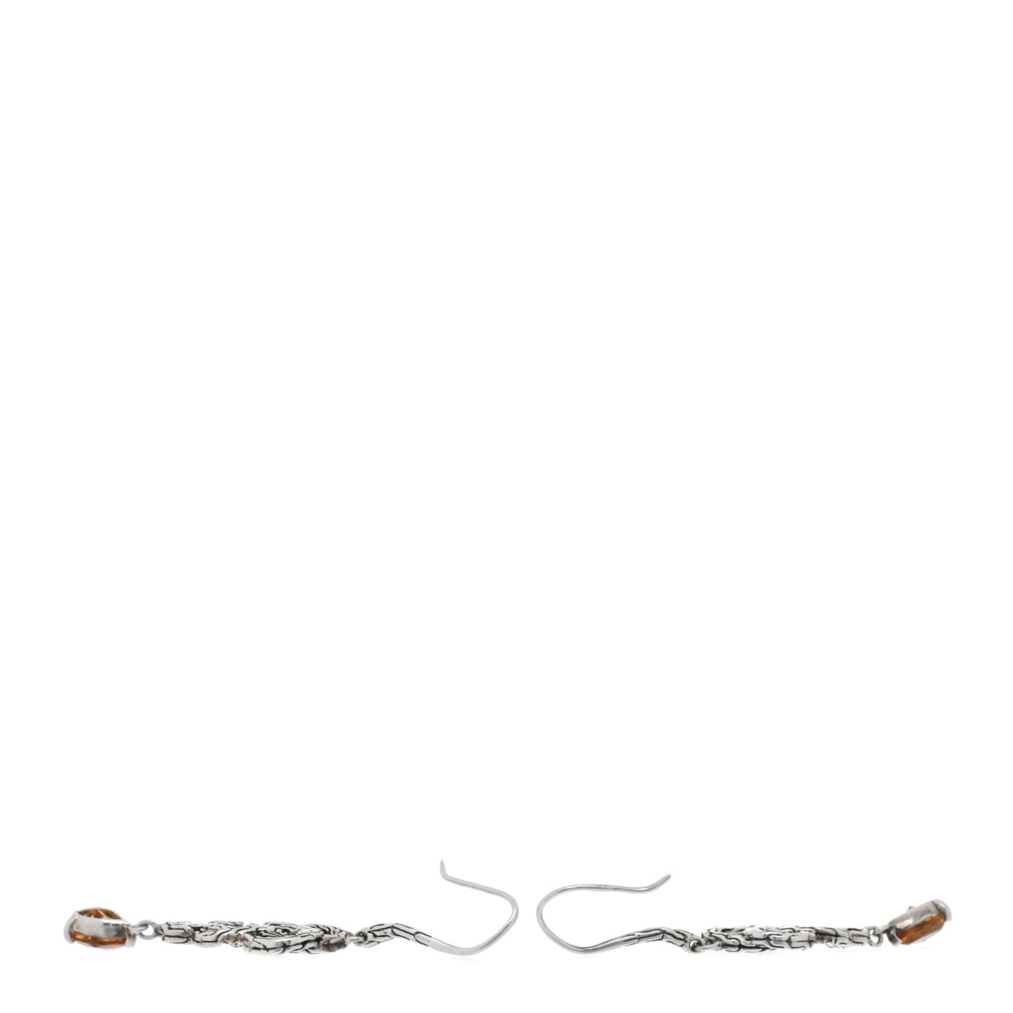 Sterling Silver Diamond Citrine Classic Chain Braided Drop Earrings
