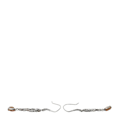 John Hardy Sterling Silver Diamond Citrine Classic Chain Braided Drop Earrings 3 of 4
