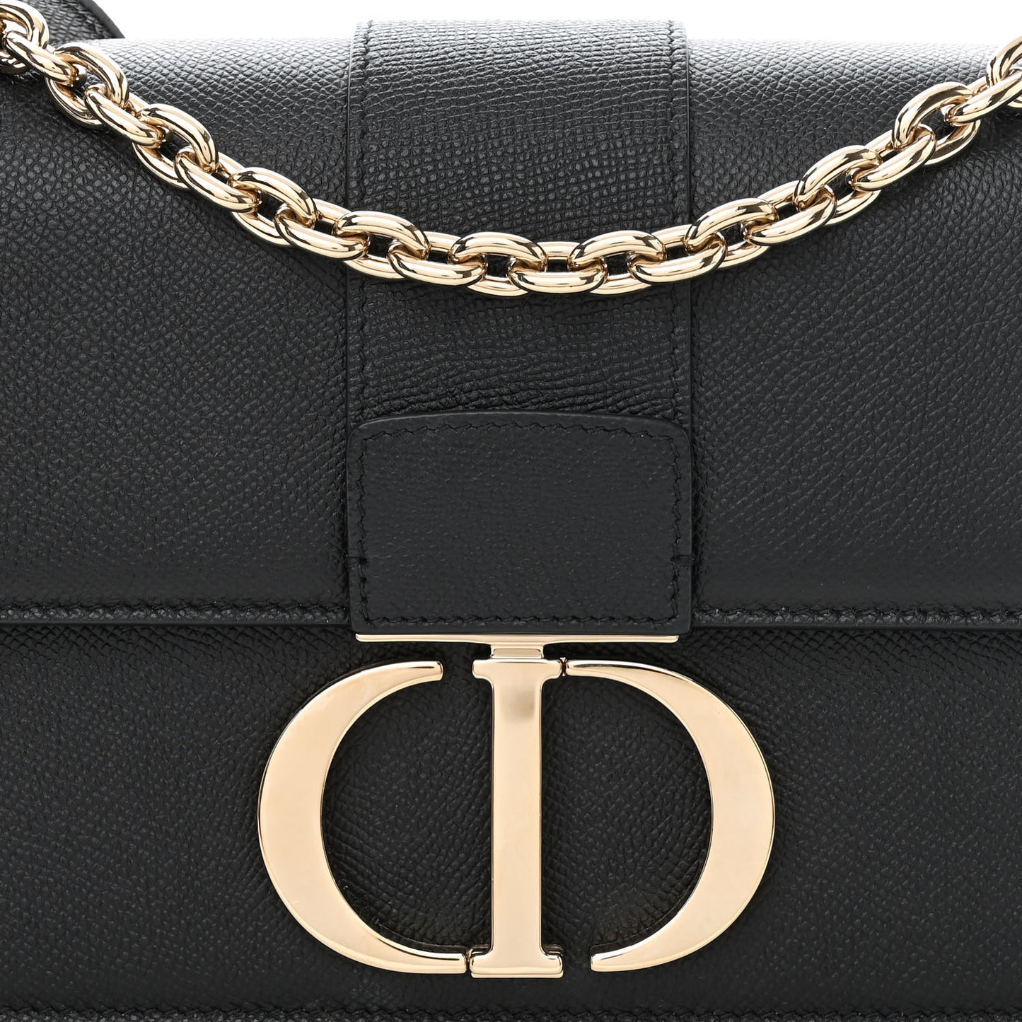 Grained Calfskin Embossed 30 Montaigne Chain Flap Bag Black