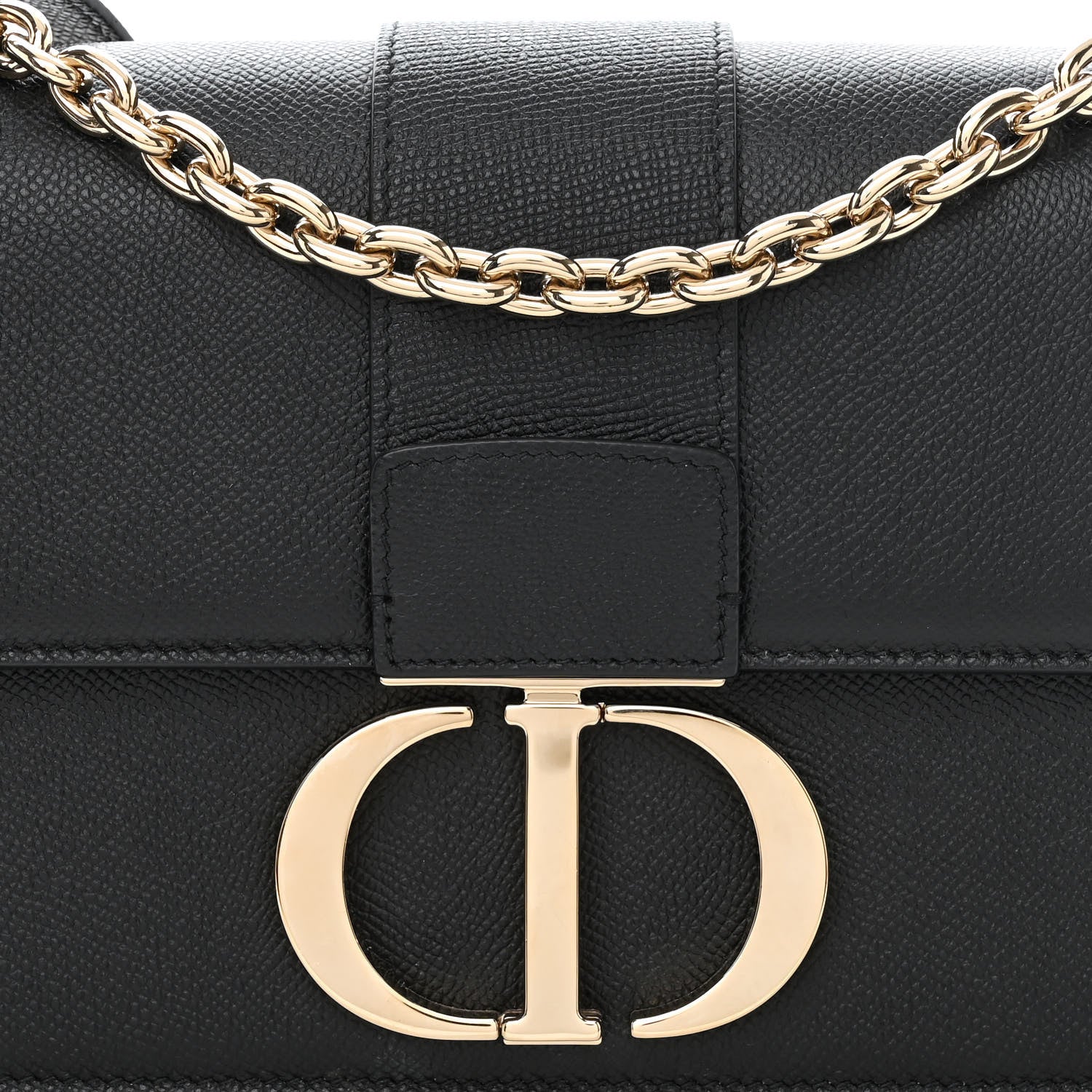 Christian Dior Grained Calfskin Embossed 30 Montaigne Chain Flap Bag Black 8 of 11