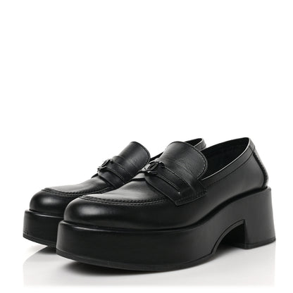 Chanel Calfskin CC Platform Loafers 38 Black 3 of 7