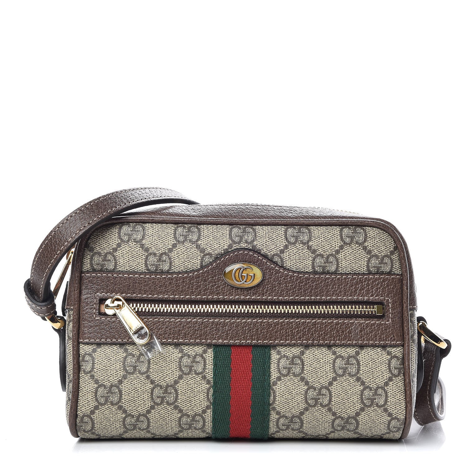 Gucci GG Supreme Monogram Web Mini Ophidia Shoulder Bag Brown 1 of 10