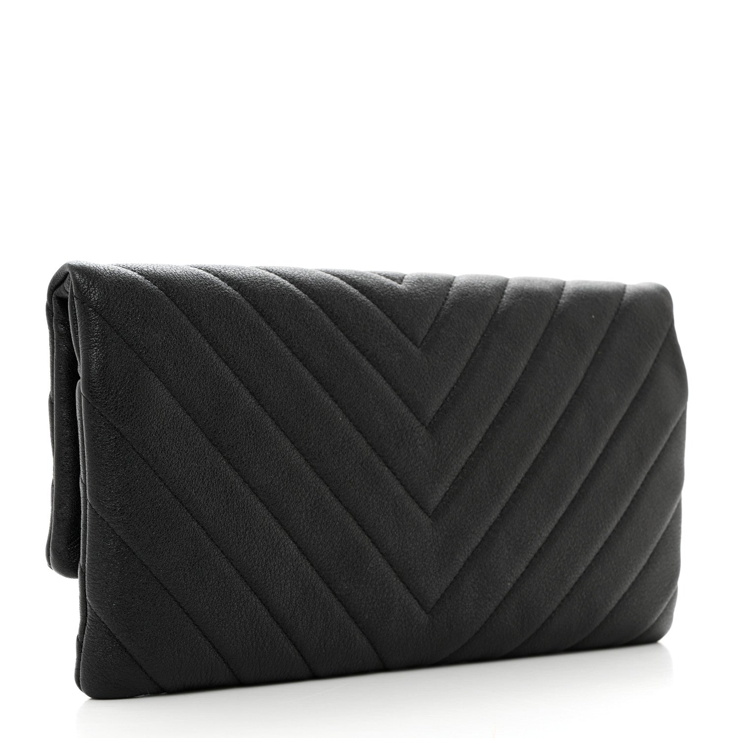 Chanel Calfskin Chevron CC Beauty Clutch Black 3 of 10